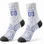 Maori Rugby Custom Ngaru Mangopare Crew Socks Kikorangi Niho Taniwha Motif