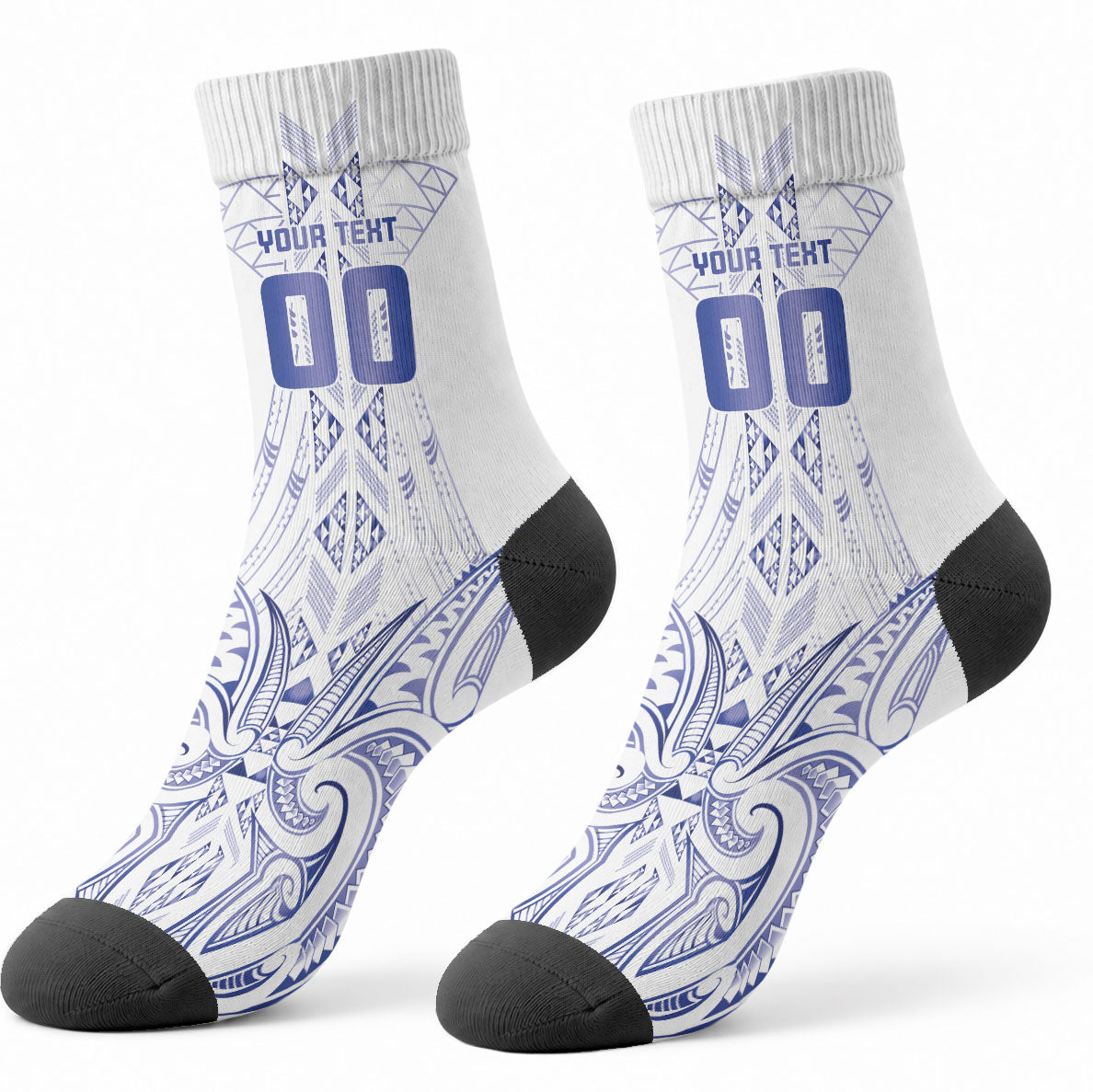 Maori Rugby Custom Ngaru Mangopare Crew Socks Kikorangi Niho Taniwha Motif