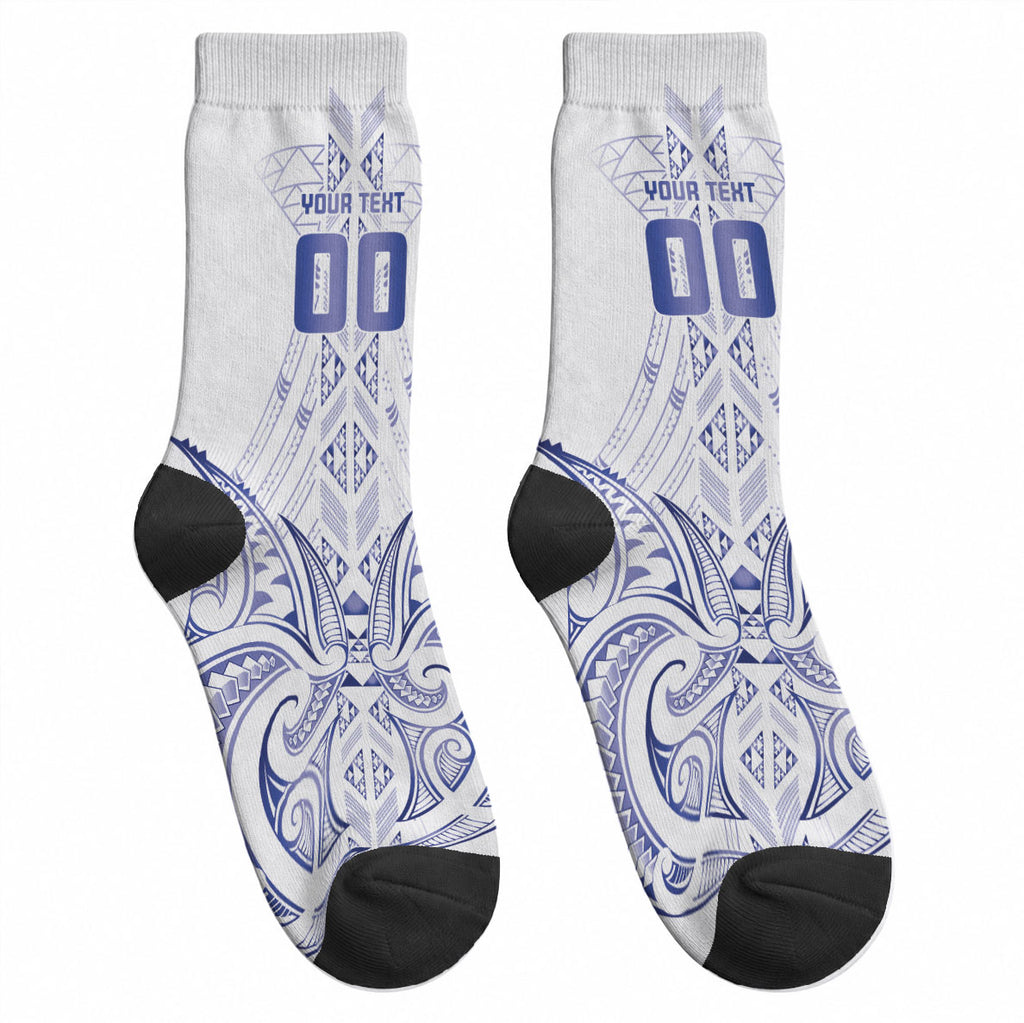 Maori Rugby Custom Ngaru Mangopare Crew Socks Kikorangi Niho Taniwha Motif