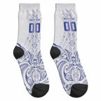 Maori Rugby Custom Ngaru Mangopare Crew Socks Kikorangi Niho Taniwha Motif