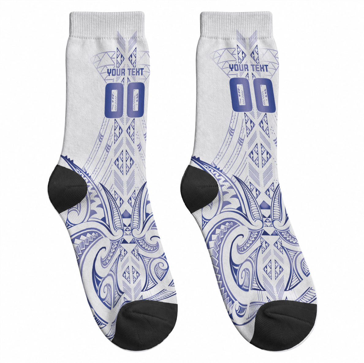 Maori Rugby Custom Ngaru Mangopare Crew Socks Kikorangi Niho Taniwha Motif