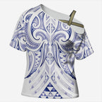 Maori Rugby Custom Ngaru Mangopare Cross Shoulder Shirt Kikorangi Niho Taniwha Motif