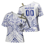 Maori Rugby Custom Ngaru Mangopare Cross Shoulder Shirt Kikorangi Niho Taniwha Motif
