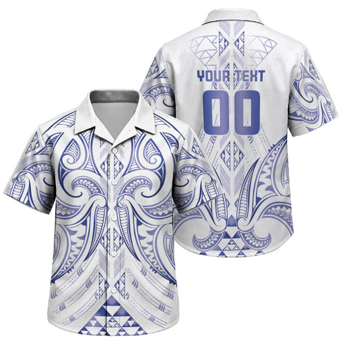 Maori Rugby Custom Ngaru Mangopare Family Matching Off Shoulder Short Dress and Hawaiian Shirt Kikorangi Niho Taniwha Motif
