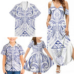Maori Rugby Custom Ngaru Mangopare Family Matching Summer Maxi Dress and Hawaiian Shirt Kikorangi Niho Taniwha Motif
