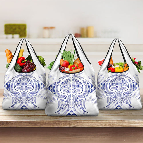Maori Rugby Custom Ngaru Mangopare Grocery Bag Kikorangi Niho Taniwha Motif