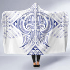Maori Rugby Custom Ngaru Mangopare Hooded Blanket Kikorangi Niho Taniwha Motif