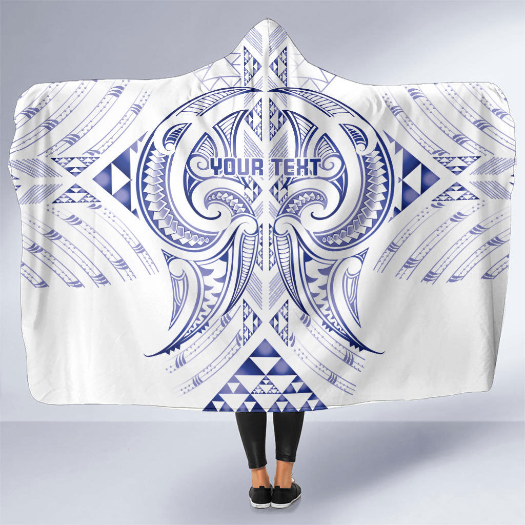 Maori Rugby Custom Ngaru Mangopare Hooded Blanket Kikorangi Niho Taniwha Motif