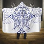 Maori Rugby Custom Ngaru Mangopare Hooded Blanket Kikorangi Niho Taniwha Motif