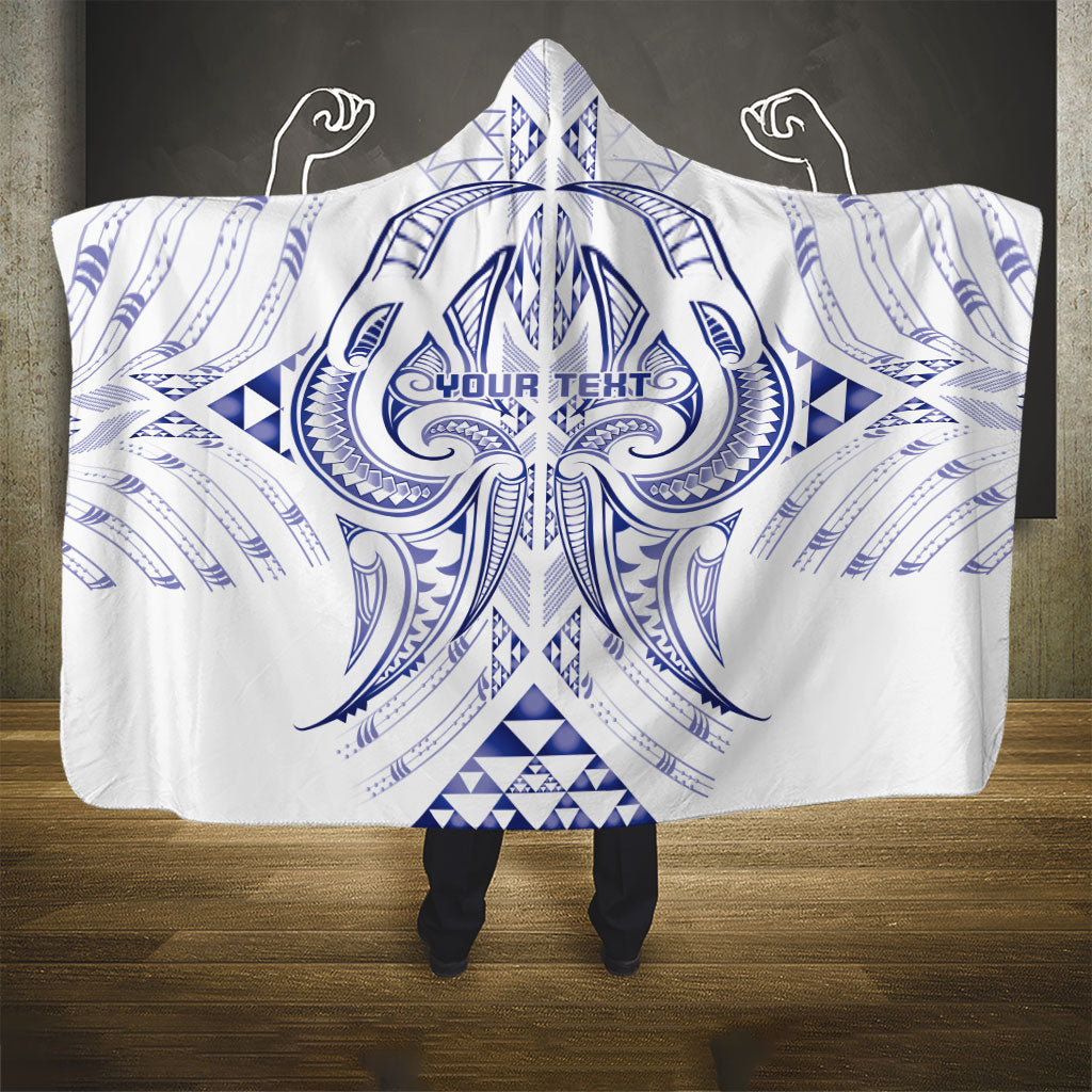 Maori Rugby Custom Ngaru Mangopare Hooded Blanket Kikorangi Niho Taniwha Motif