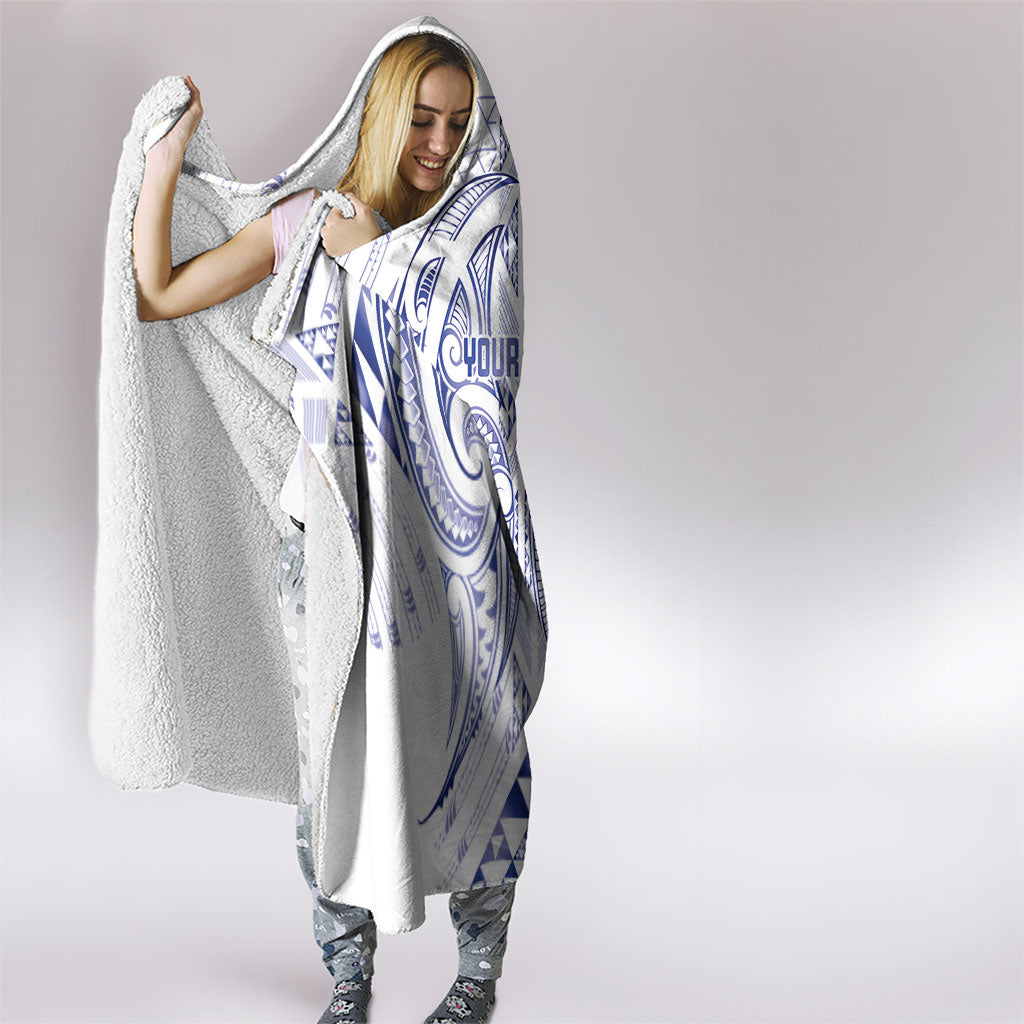 Maori Rugby Custom Ngaru Mangopare Hooded Blanket Kikorangi Niho Taniwha Motif