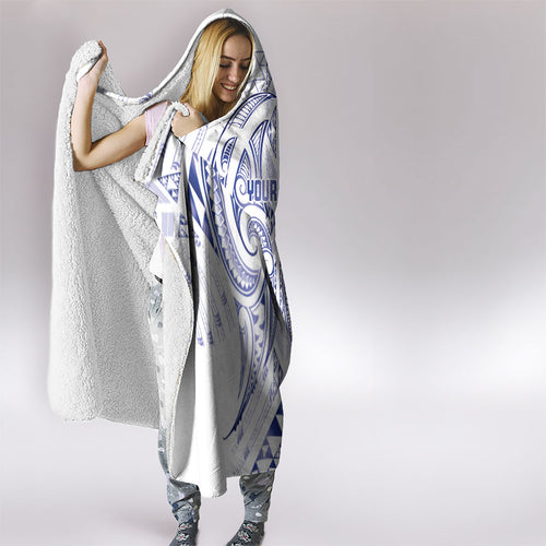 Maori Rugby Custom Ngaru Mangopare Hooded Blanket Kikorangi Niho Taniwha Motif