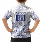 Maori Rugby Custom Ngaru Mangopare Kid Hawaiian Shirt Kikorangi Niho Taniwha Motif