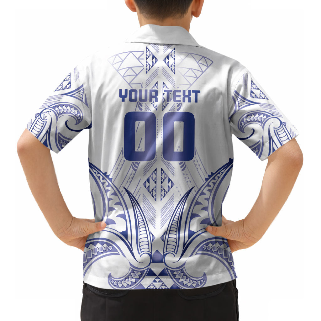 Maori Rugby Custom Ngaru Mangopare Kid Hawaiian Shirt Kikorangi Niho Taniwha Motif