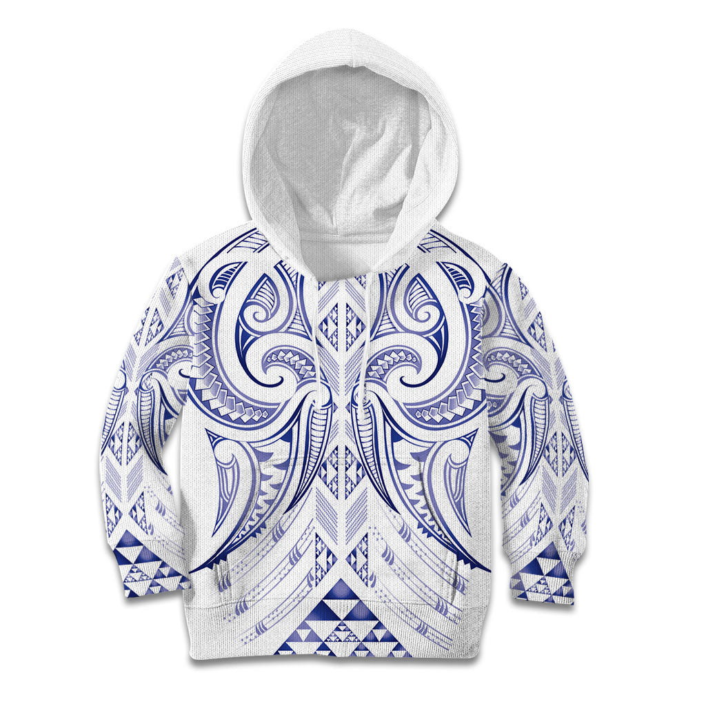Maori Rugby Custom Ngaru Mangopare Kid Hoodie Kikorangi Niho Taniwha Motif