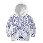 Maori Rugby Custom Ngaru Mangopare Kid Hoodie Kikorangi Niho Taniwha Motif
