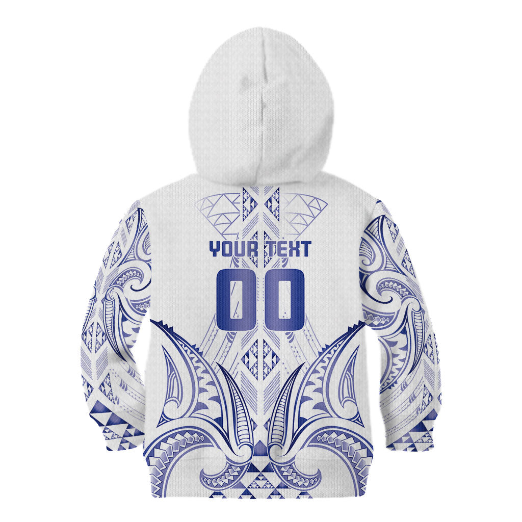 Maori Rugby Custom Ngaru Mangopare Kid Hoodie Kikorangi Niho Taniwha Motif