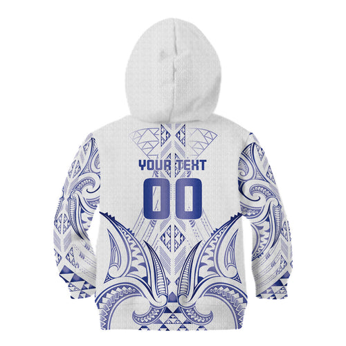 Maori Rugby Custom Ngaru Mangopare Kid Hoodie Kikorangi Niho Taniwha Motif