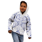 Maori Rugby Custom Ngaru Mangopare Kid Hoodie Kikorangi Niho Taniwha Motif