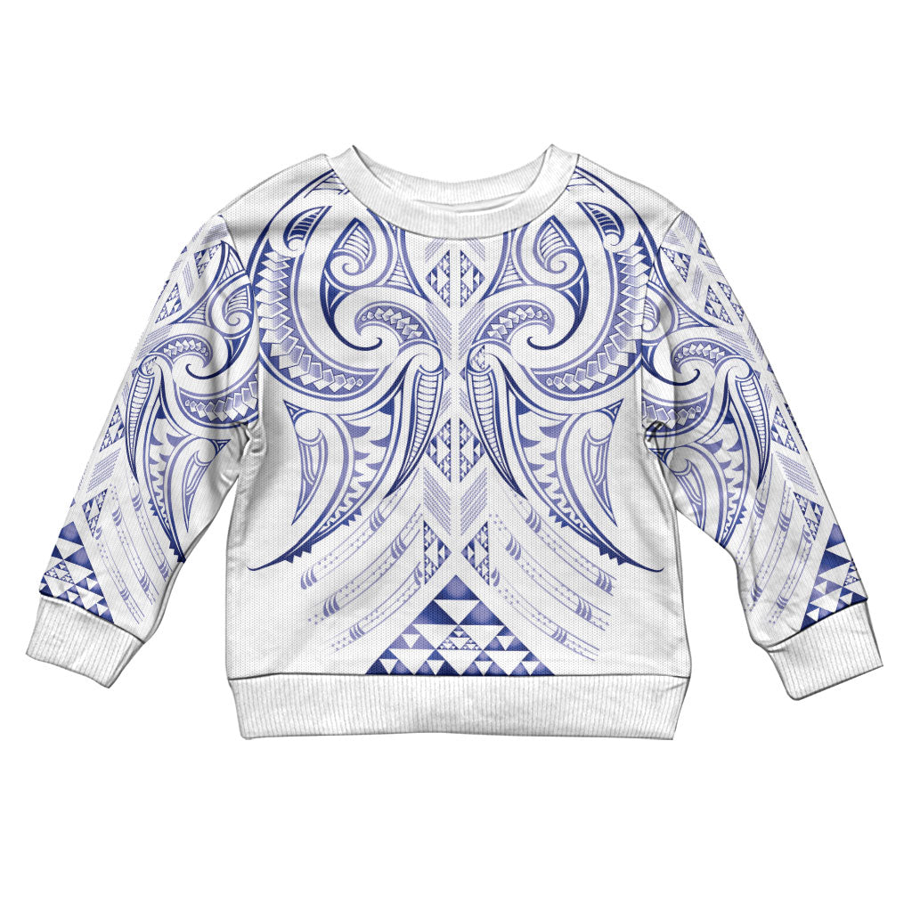 Maori Rugby Custom Ngaru Mangopare Kid Ugly Christmas Sweater Kikorangi Niho Taniwha Motif