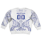 Maori Rugby Custom Ngaru Mangopare Kid Ugly Christmas Sweater Kikorangi Niho Taniwha Motif