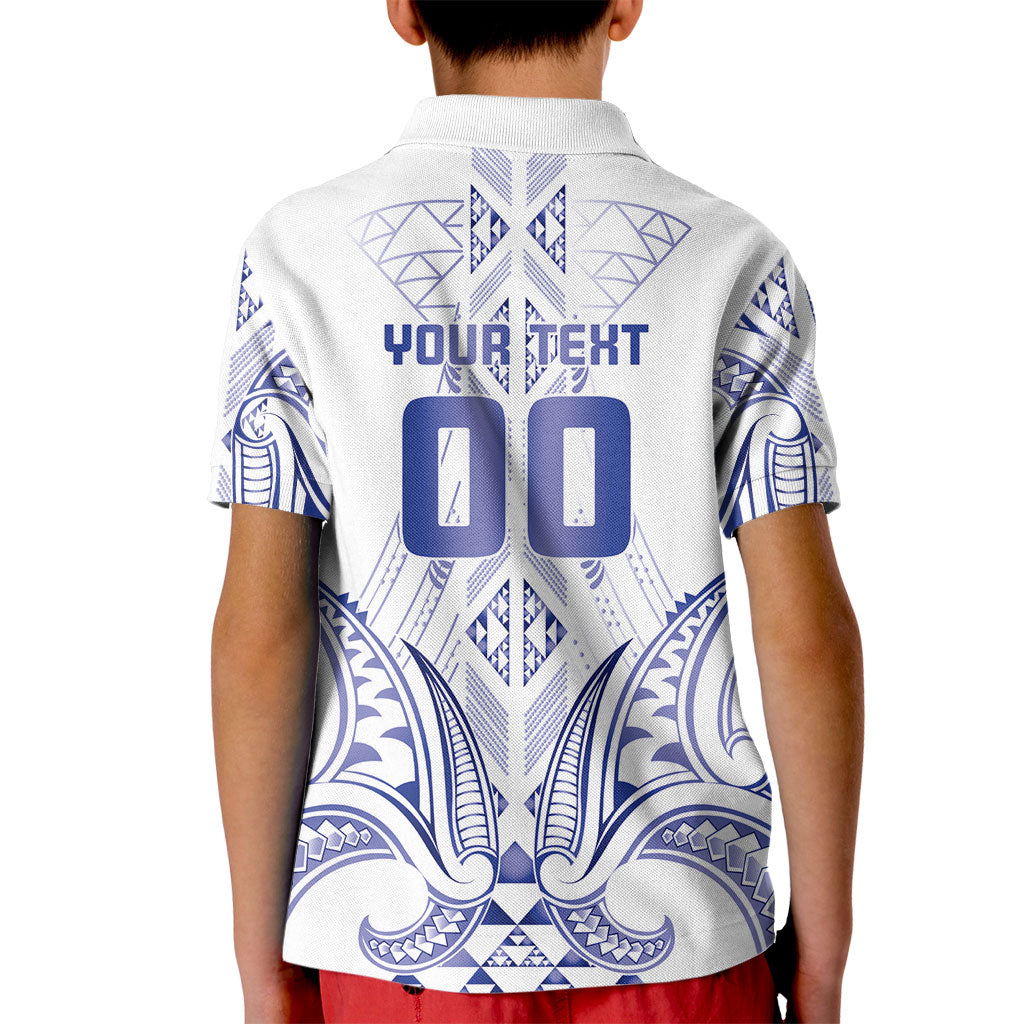 Maori Rugby Custom Ngaru Mangopare Kid Polo Shirt Kikorangi Niho Taniwha Motif