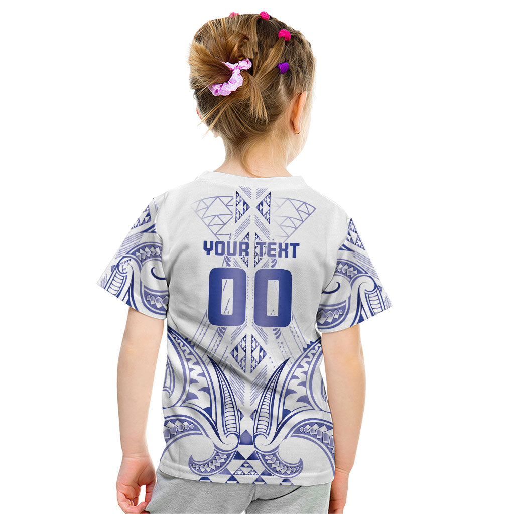 Maori Rugby Custom Ngaru Mangopare Kid T Shirt Kikorangi Niho Taniwha Motif