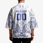 Maori Rugby Custom Ngaru Mangopare Kimono Kikorangi Niho Taniwha Motif