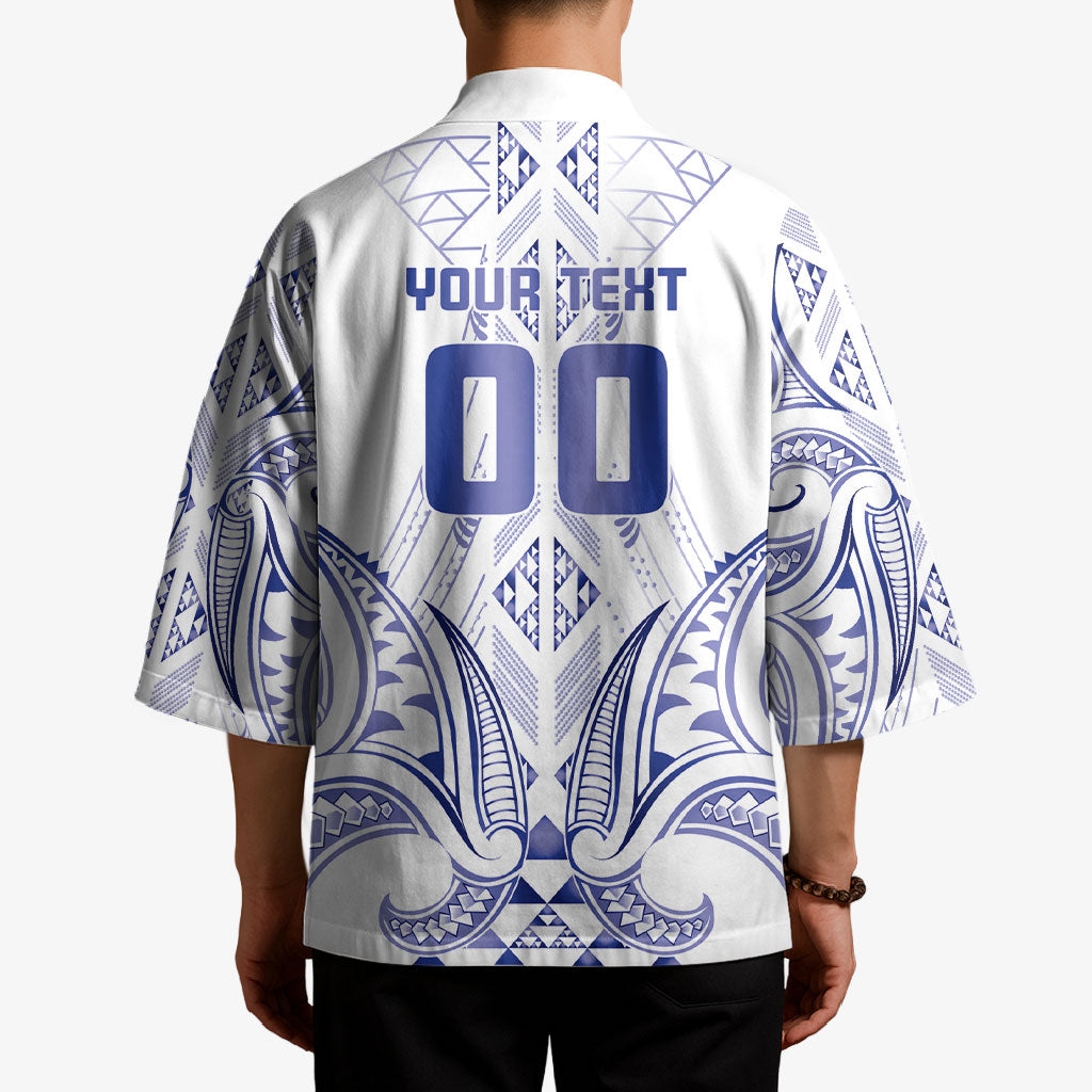 Maori Rugby Custom Ngaru Mangopare Kimono Kikorangi Niho Taniwha Motif