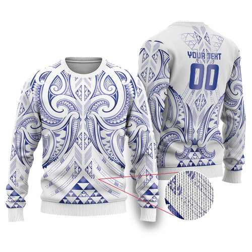 Maori Rugby Custom Ngaru Mangopare Ugly Christmas Sweater Kikorangi Niho Taniwha Motif