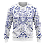 Maori Rugby Custom Ngaru Mangopare Ugly Christmas Sweater Kikorangi Niho Taniwha Motif
