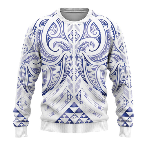 Maori Rugby Custom Ngaru Mangopare Ugly Christmas Sweater Kikorangi Niho Taniwha Motif