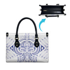 Maori Rugby Custom Ngaru Mangopare Leather Bag Kikorangi Niho Taniwha Motif