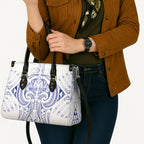 Maori Rugby Custom Ngaru Mangopare Leather Bag Kikorangi Niho Taniwha Motif