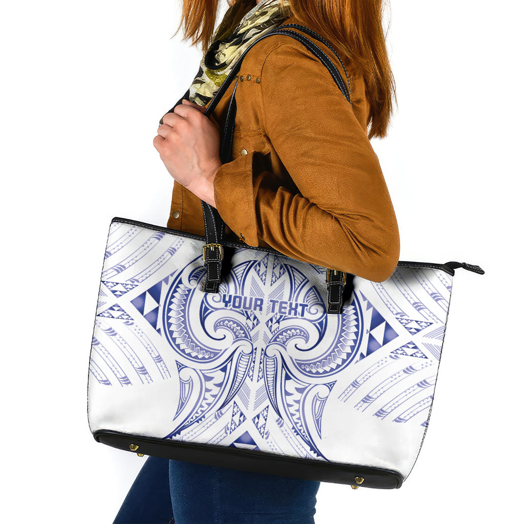 Maori Rugby Custom Ngaru Mangopare Leather Tote Bag Kikorangi Niho Taniwha Motif