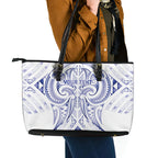 Maori Rugby Custom Ngaru Mangopare Leather Tote Bag Kikorangi Niho Taniwha Motif