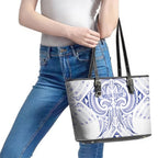 Maori Rugby Custom Ngaru Mangopare Leather Tote Bag Kikorangi Niho Taniwha Motif