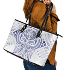 Maori Rugby Custom Ngaru Mangopare Leather Tote Bag Kikorangi Niho Taniwha Motif