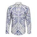 Maori Rugby Custom Ngaru Mangopare Long Sleeve Button Shirt Kikorangi Niho Taniwha Motif