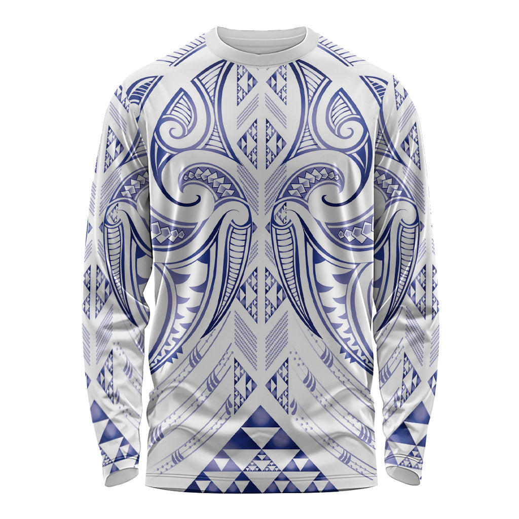 Maori Rugby Custom Ngaru Mangopare Long Sleeve Shirt Kikorangi Niho Taniwha Motif