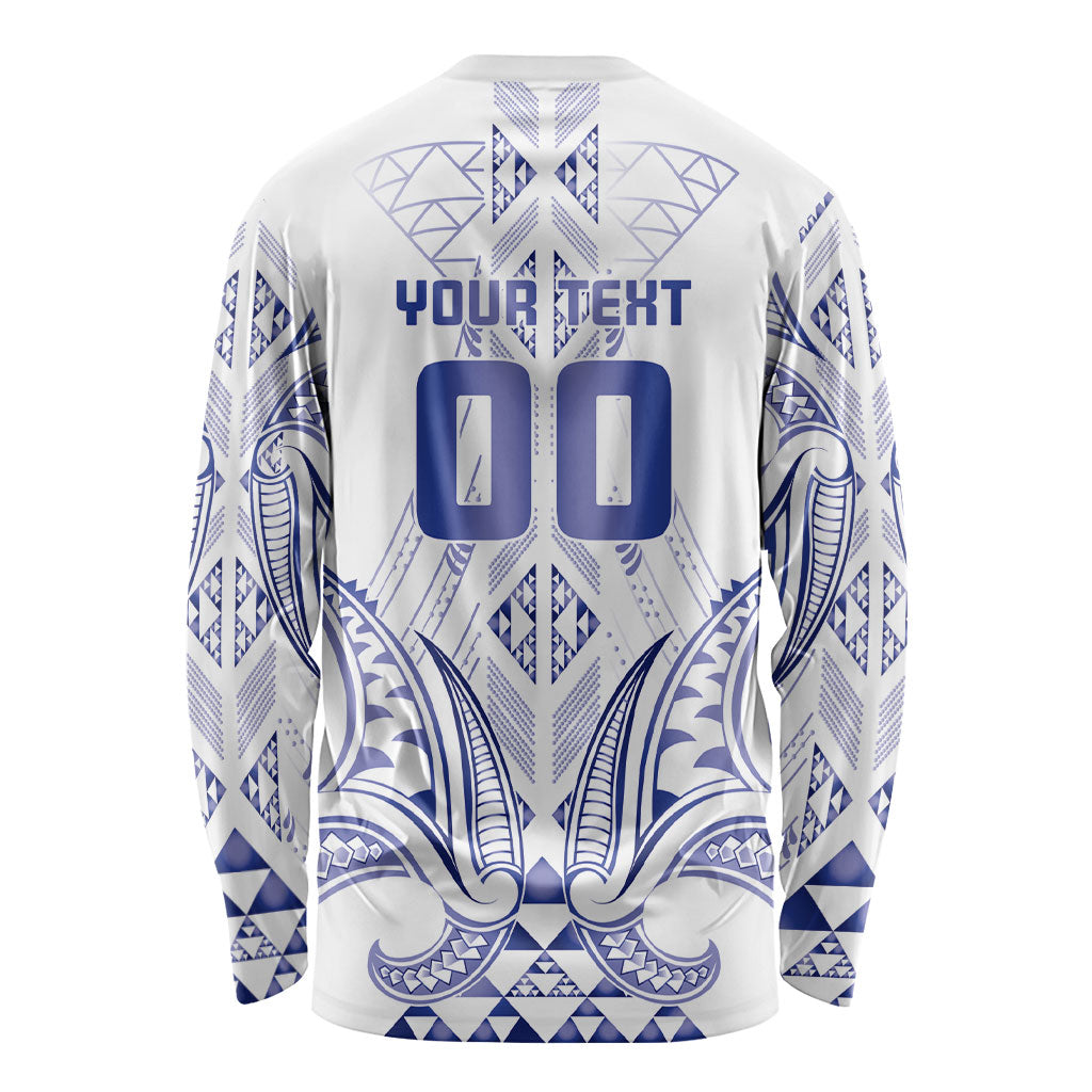 Maori Rugby Custom Ngaru Mangopare Long Sleeve Shirt Kikorangi Niho Taniwha Motif