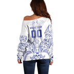 Maori Rugby Custom Ngaru Mangopare Off Shoulder Sweater Kikorangi Niho Taniwha Motif