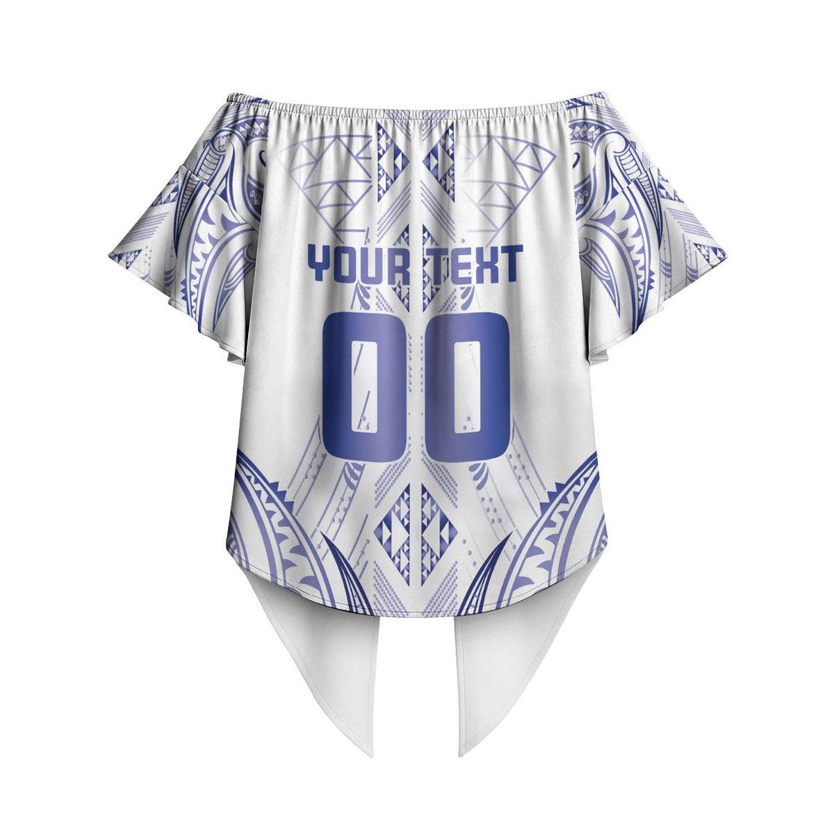 Maori Rugby Custom Ngaru Mangopare Off Shoulder Wrap Waist Top Kikorangi Niho Taniwha Motif