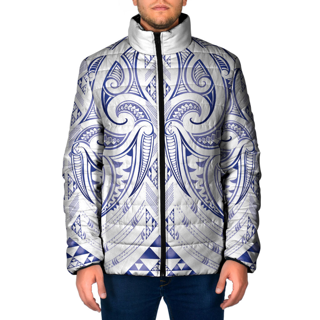 Maori Rugby Custom Ngaru Mangopare Padded Jacket Kikorangi Niho Taniwha Motif