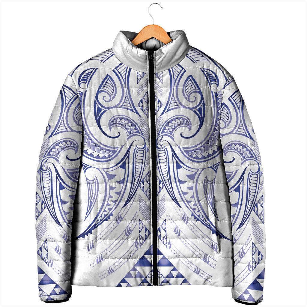 Maori Rugby Custom Ngaru Mangopare Padded Jacket Kikorangi Niho Taniwha Motif