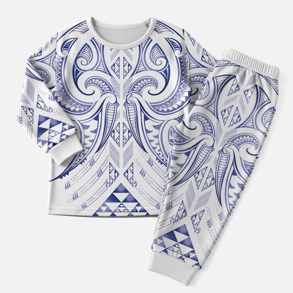 Maori Rugby Custom Ngaru Mangopare Christmas Pajama Set Kikorangi Niho Taniwha Motif