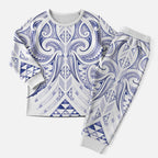 Maori Rugby Custom Ngaru Mangopare Christmas Pajama Set Kikorangi Niho Taniwha Motif