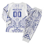 Maori Rugby Custom Ngaru Mangopare Christmas Pajama Set Kikorangi Niho Taniwha Motif