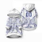 Maori Rugby Custom Ngaru Mangopare Pet Hoodie Kikorangi Niho Taniwha Motif