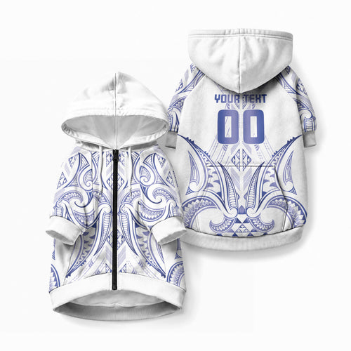 Maori Rugby Custom Ngaru Mangopare Pet Hoodie Kikorangi Niho Taniwha Motif